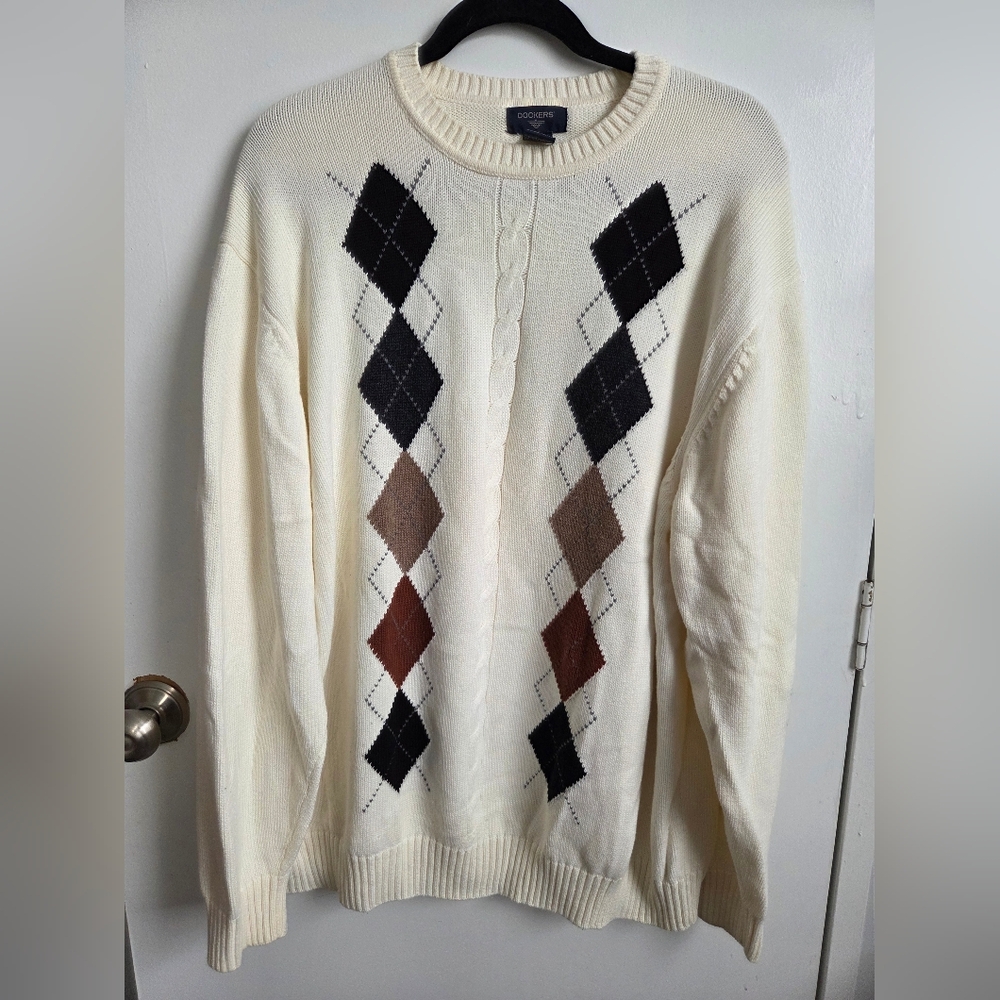 Dockers Argyle Sweater Men's XXL Big‎ And Tall 100% Cotton Academia Golf